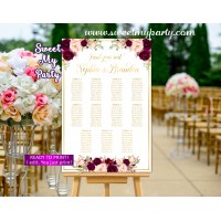 Burgundy Wedding Seating Chart,Burgundy Wedding Seating Plan, (61cw)